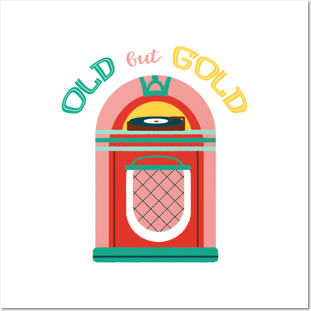 Old but gold jukebox Wall Art by Angela Sbandelli Illustration and Design
